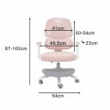 Krzesło do biurka dla dziecka fotel ergonomiczny obrotowy regulowany różowy