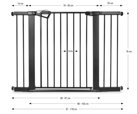 MILLY MALLY 6984 Bramka zabezpieczająca - barierka na schody z rozszerzeniami Guardy 118 black
