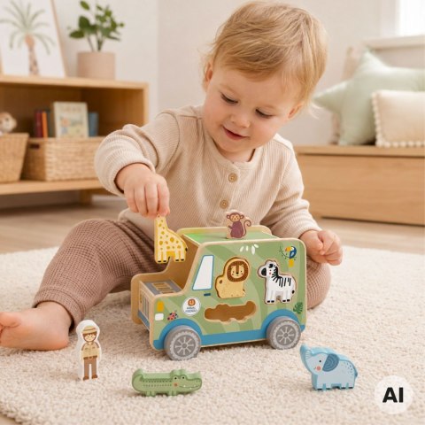 TOOKY TOY Samochód Sorter Kostka Aktywności Montessori Safarii
