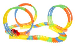 Fluorescencyjny Tor Wyścigowy dla dzieci 3+ Elastyczne części 148 el. + Autko z LED + 3 Pętle 360