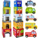 WOOPIE GREEN Układanka Sorter Kostki Miasto Pojazdy w Pudełkach + Figurki 10 el.
