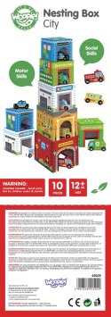 WOOPIE GREEN Układanka Sorter Kostki Miasto Pojazdy w Pudełkach + Figurki 10 el.