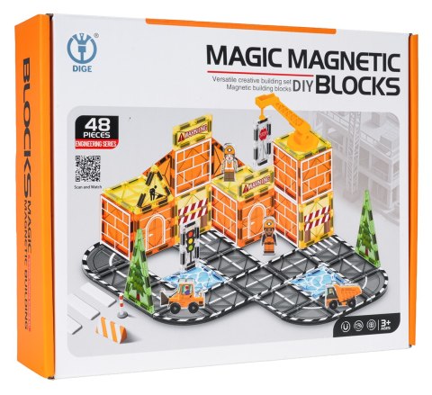 Zestaw Klocków Magnetycznych Plac Budowy 48el.
