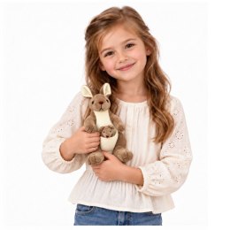 Pluszowa Maskotka Kangurzyca Przytulanka Kangur z Małym Beżowy 25 cm