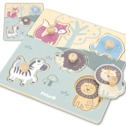 VIGA PolarB Drewniane Puzzle Zwierzęta z Uchwytami Uchwyt Pinezki