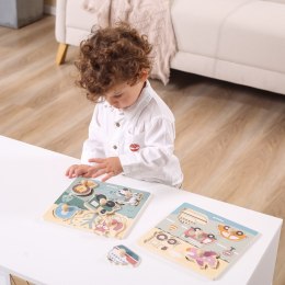 VIGA PolarB Drewniane Puzzle Zwierzęta z Uchwytami Uchwyt Pinezki
