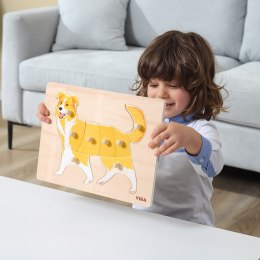 VIGA Zestaw Puzzle Drewniane 12 Układanek Zwierzątka Montessori + Stojak