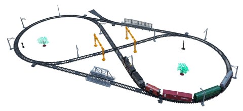 Kolejka Retro z funkcją Dymu, Dźwięku i Świateł 216x113 cm + Akcesoria