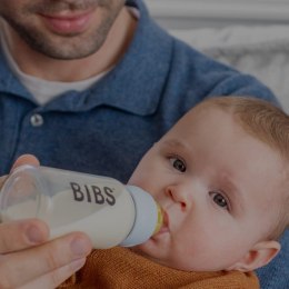 BIBS BUTELKA SZKLANA ze smoczkiem antykolkowym z kauczuku poj 225 ml,CLOUD