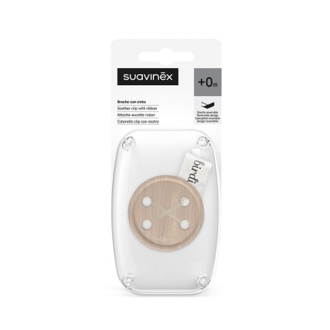 SUAVINEX 4926 Klips do smoczka z tasiemką Waniliowy Birdies