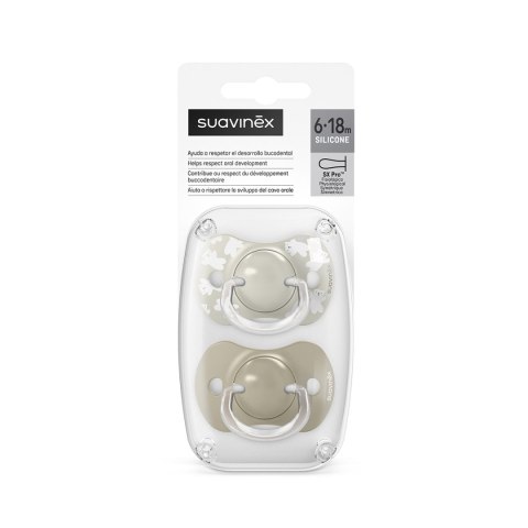 SUAVINEX 4322 Smoczek fizjologiczny SX Pro 6-18m Beżowy Wild&Free 2szt.