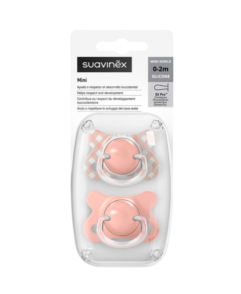 SUAVINEX 4643 Smoczek fizjologiczny SX Pro Mini 0-2 m Różowy Wild&Free 2szt.