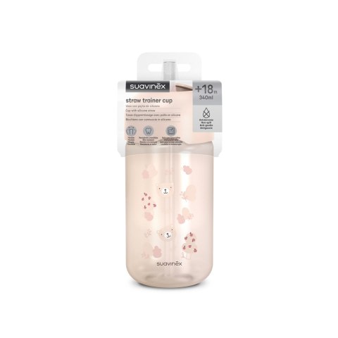 SUAVINEX 9211 Bidon niekapek z rurką 340 ml - różowy Wild & Free