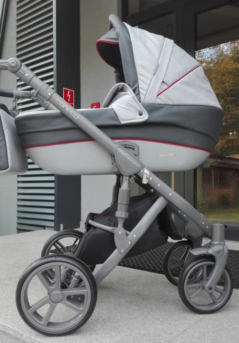 PRIMAVERA New 3w1 Szara Rama + Grafit Eco Skóra + kolor lamówka Coneco z fotelikiem BE ONE 0-13 kg 4****ADAC B-One Nania