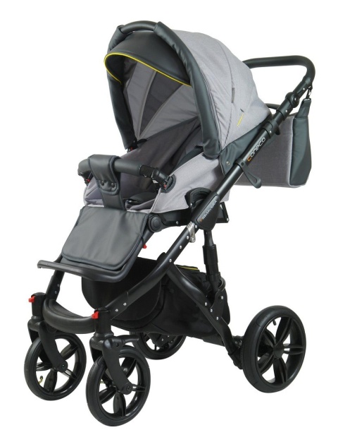 PRIMAVERA New 3w1 Szara Rama + Grafit Eco Skóra + kolor lamówka Coneco z fotelikiem BE ONE 0-13 kg 4****ADAC B-One Nania