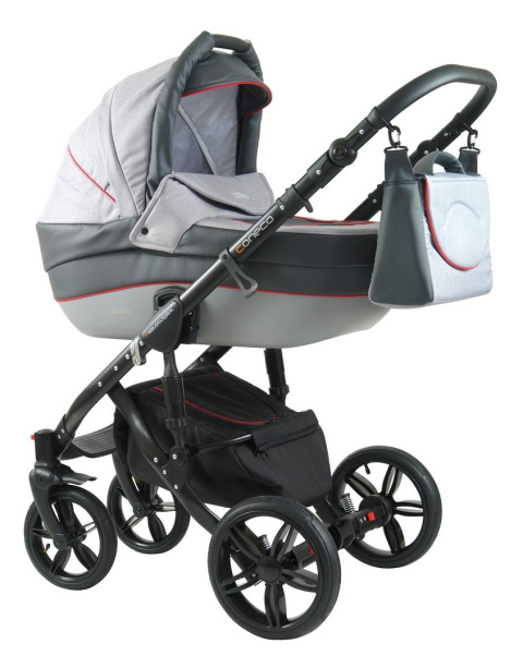 PRIMAVERA New 3w1 Szara Rama + Grafit Eco Skóra + kolor lamówka Coneco z fotelikiem BE ONE 0-13 kg 4****ADAC B-One Nania
