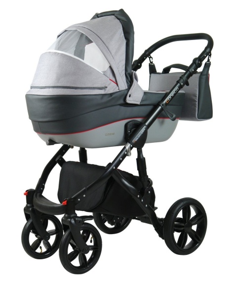 PRIMAVERA New 3w1 Szara Rama + Grafit Eco Skóra + kolor lamówka Coneco z fotelikiem BE ONE 0-13 kg 4****ADAC B-One Nania