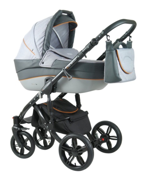 PRIMAVERA New 3w1 Szara Rama + Grafit Eco Skóra + kolor lamówka Coneco z fotelikiem BE ONE 0-13 kg 4****ADAC B-One Nania