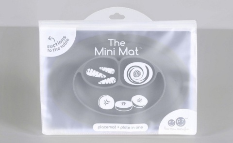 EZPZ Silikonowy talerzyk z podkładką mały 2w1 Mini Mat szary