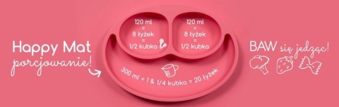 EZPZ Silikonowy talerzyk z podkładką 2w1 Happy Mat szary