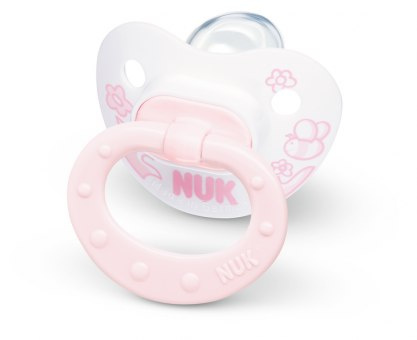 Silikonowy smoczek uspokajający NUK CLASSIC Baby Rose 735.162 z uchwytem, rozmiar 2 (6-18m)