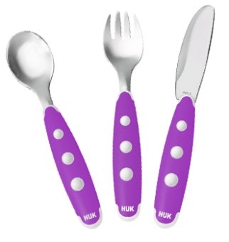 Zestaw sztućców metalowych NUK EASY LEARNING widelec, nóż i łyżeczka 255.048