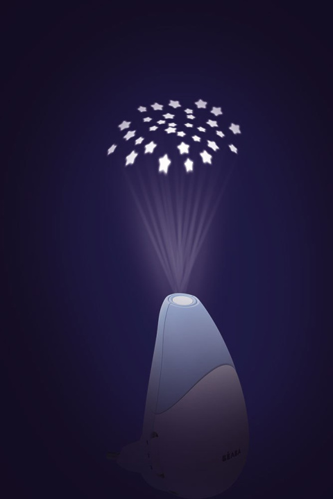 Lampka nocna LED z projektorem gwiazd i czujnikiem płaczu i ruchu Pixie Star Mineral, Beaba