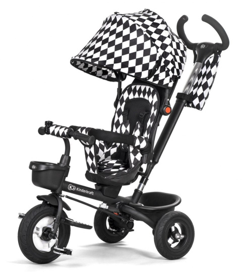 AVEO KinderKraft rowerek trójkołowy od 1 do 5 lat, obrotowe siedzisko - BLACK WHITE