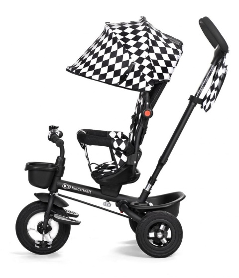 AVEO KinderKraft rowerek trójkołowy od 1 do 5 lat, obrotowe siedzisko - BLACK WHITE