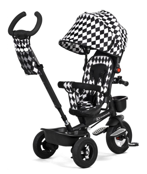 AVEO KinderKraft rowerek trójkołowy od 1 do 5 lat, obrotowe siedzisko - BLACK WHITE