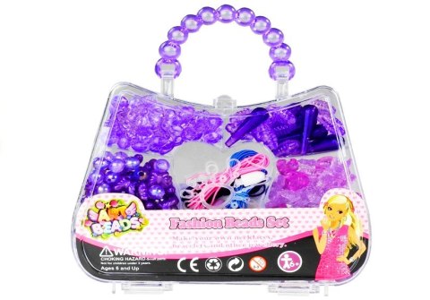 Zestaw Koralików Torebeczka Róż Zieleń Fiolet