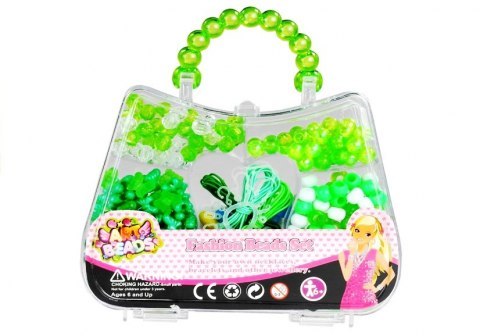 Zestaw Koralików Torebeczka Róż Zieleń Fiolet