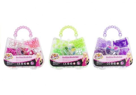 Zestaw Koralików Torebeczka Róż Zieleń Fiolet