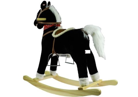 Koń Na Biegunach Czarno- Biały Dźwięki Rusza Pyskiem Ogonem 74 cm