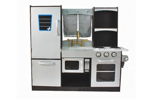 Drewniana Kuchnia Srebrna z Lodówką Piekarnikiem