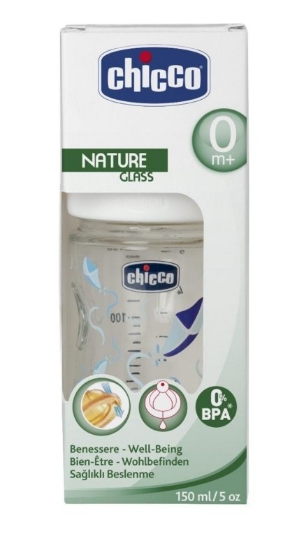 Chicco BUTELKA SZKLANA 150ml SILIKON 0m+ kod. 70811