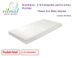Materac Vitmat Eco Baby Kołyska - rozmiar 60x60x7 cm z pianki o podwyższonej elastyczności