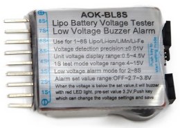 Tester pakietów LiPo/Li-Ion/LiMn/LiFe 1-8S z alarmem i LED