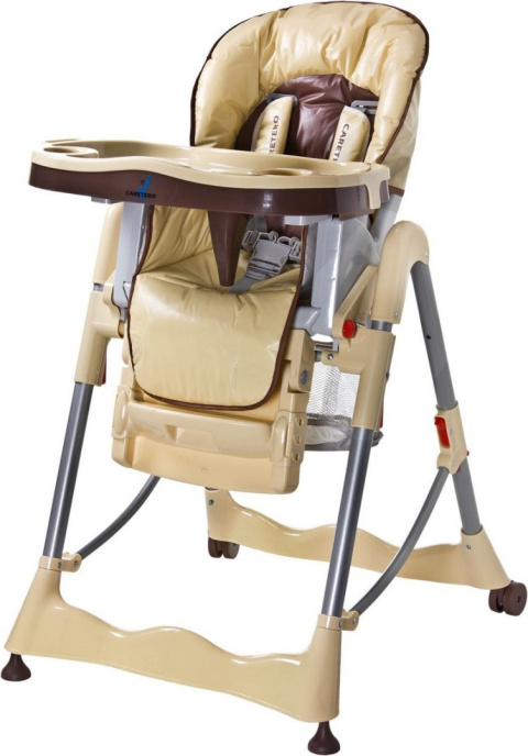 MAGNUS Classic CARETERO krzesełko do karmienia z regulacją podnóżka cappucino