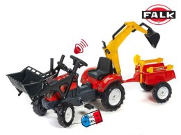 FALK Traktor RANCH czerwony z łyżką, ładowarką i przyczepą do piasku