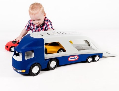 Little tikes Duża naczepa laweta do przewozu samochodów + dwa auta osobowe