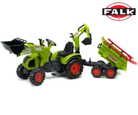 FALK Ogromny traktor CLAAS AXOS z Przyczepą, Łyżką i Spychaczem