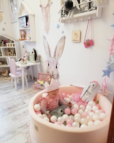 Suchy Basen Meowbaby + 200 piłeczek do wyboru 90x30x2cm - pudrowy róż