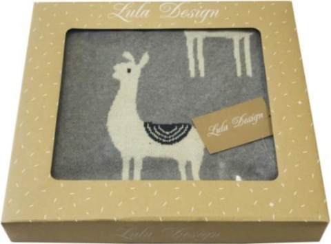 Lula Design Bawełniany kocyk niemowlęcy 80 cm x 100 cm KLD-111 SŁOŃ GRANATOWY