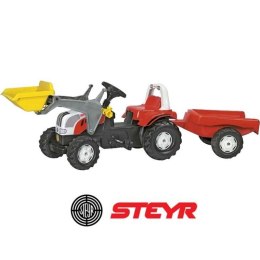 Rolly Toys rollyKid Traktor na pedały STEYR czerwony z łyżką i przyczepą