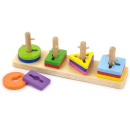 VIGA Drewniane klocki z sorterem kształtów Montessori