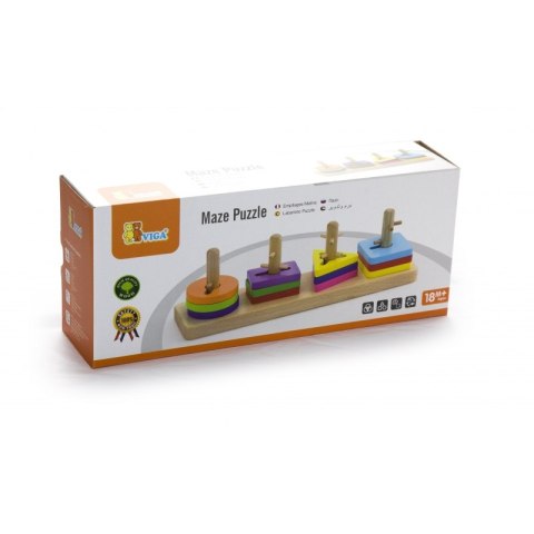 VIGA Drewniane klocki z sorterem kształtów Montessori