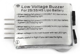 Tester pakietów LiPo 2-4S z głośnym alarmem i LED