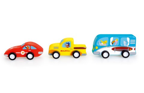 Scratch, 3 Drewniane Samochody Pull