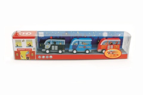 Scratch, Zestaw 3 drewnianych samochodów: Policja, Straż, Karetka